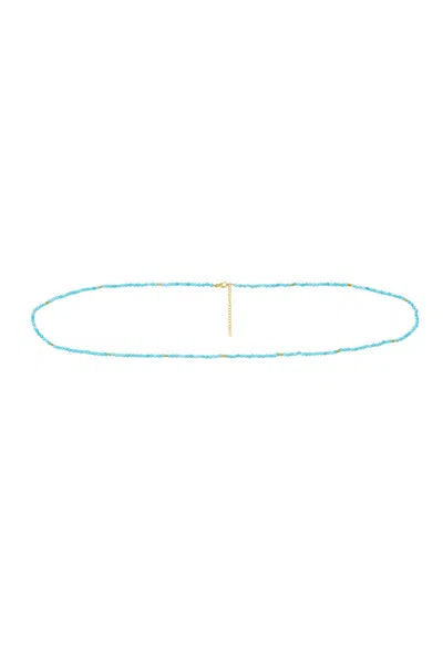 Naiia Women's Blue Dorsa Turquoise & Gold Multiwear Belly Chain And Necklace