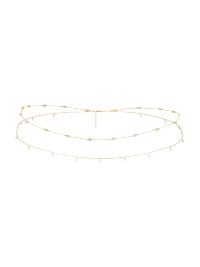 Naiia Women's Dari Pearl & Cz Shaker Gold Multiwear Belly Chain
