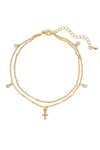 Naiia Women's Gold Eden Cross Double Anklet In Gold