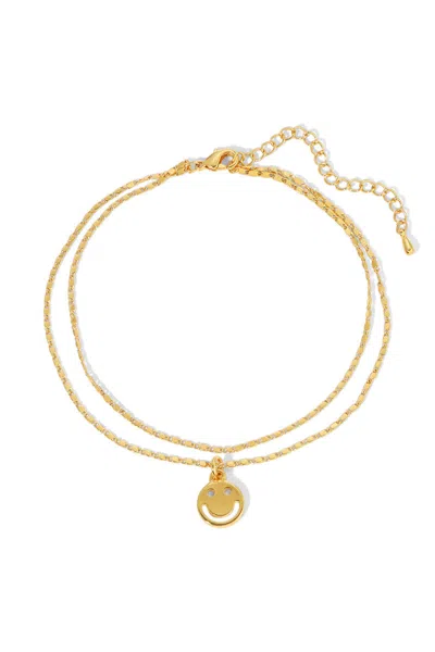Naiia Women's Gold Sol Smiley Double Anklet