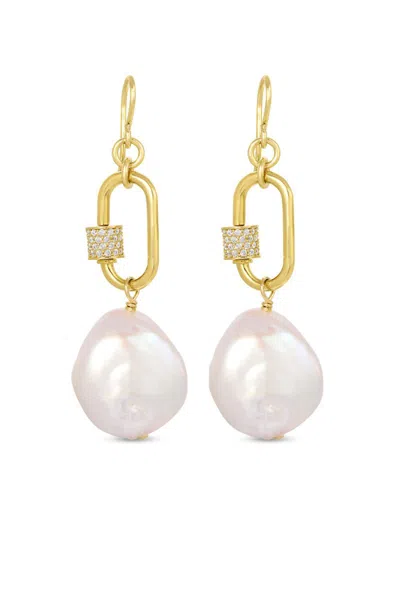 Naiia Women's Gold / White Cara Gold Pearl Earrings