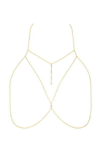 Naiia Women's Ivy Cz Gemstone Gold Bra Chain In Yellow