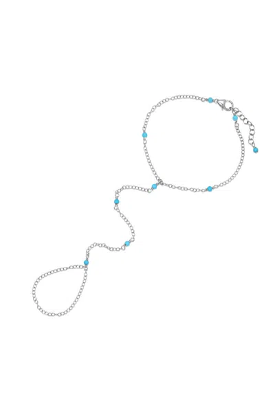 Naiia Women's Josie Turquoise And Silver Hand Chain