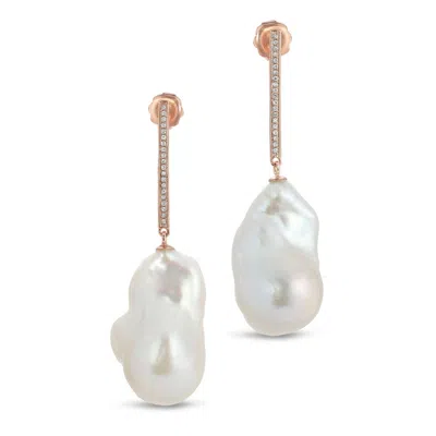 Naiia Women's Michelle Pearl & Diamond Earrings - Rose Gold In White