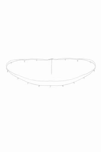 Naiia Women's Silver Brigitte Pearl & Cz Gemstone Multiwear Belly Chain & Necklace