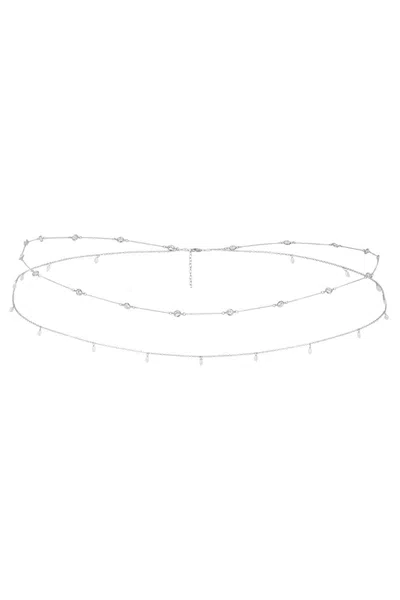 Naiia Women's Silver Dari Pearl & Cz Shaker Multiwear Belly Chain