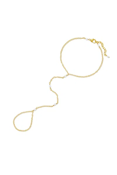 Naiia Women's Sophia Pearl & Gold Hand Chain