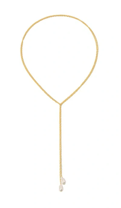 Naiia X Revolve Baroque Pearl Lariat Necklace In Orange