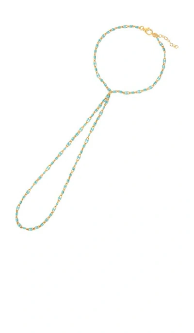 Naiia X Revolve Turquoise Link Hand Chain In Gold