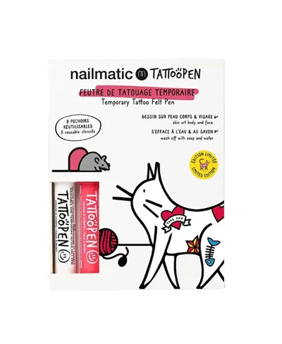 Nailmatic Cat Tattoo Pen Set For Kids - 5-7 Years In White