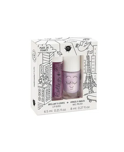 Nailmatic Nail Polish & Lip Gloss Duo Set Lovely City 3-10 - Ages 5-7 In Pink