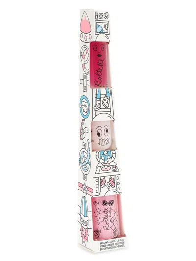 Nailmatic Kids' Nail Polish, Lip Gloss, & Body Roll Trio Set In Pink