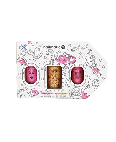 Nailmatic Sissi Pinky And Body Rolette Nail Polish For Kids With Pearly Colors, Set Of 3 - 5-7 Years In Multi