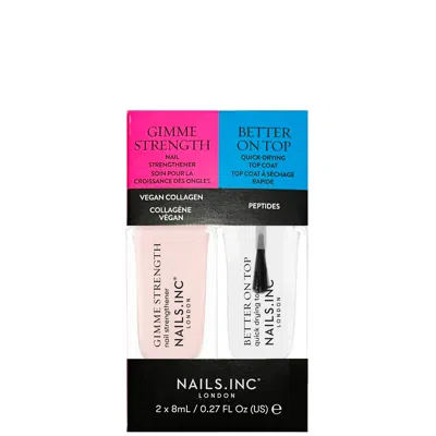Nails Inc Gimmie Strength & Better On Top Mini Nail Treatment Duo In White