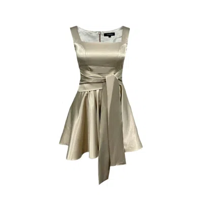 Najela London Women's Neutrals Champagne Satin Sleeveless Mini Dress In Metallic