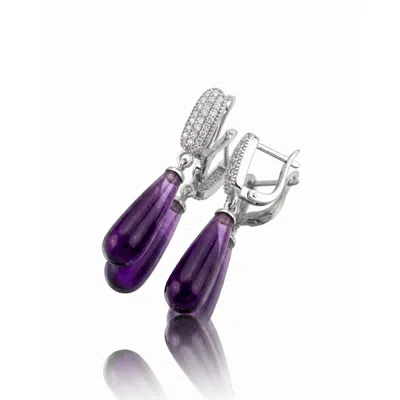 Najiba Women's Silver / White Cascade Silent Amethyst In Silver/white