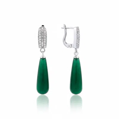 Najiba Women's White Cascade Earrings Emerald