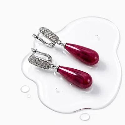 Najiba Women's White Cascade Earrings Ruby