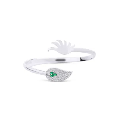 Najiba Women's White / Silver Essence Soul Cuff Bracelet In White/silver