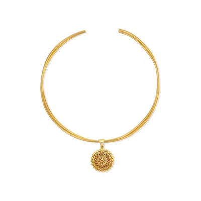 Najiba Women's Yellow Yantra Sacred Geometry Choker Necklace