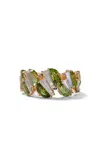 Nak Armstrong 20k Rose Gold And Acid Green Tourmaline Graduated Woven Ring