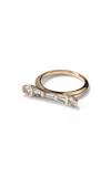 Nak Armstrong 20k Rose Gold Baton Ring In White