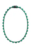 Nak Armstrong Large Scallop Sterling Silver Onyx Riviere Necklace In Green