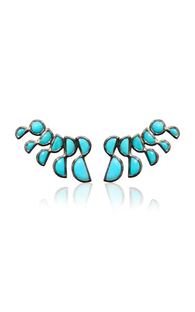 Nak Armstrong Lobster Sterling Silver Turquoise Earrings In Blue