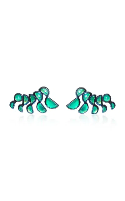Nak Armstrong Nakard Lobster Sterling Silver Green Onyx Earrings