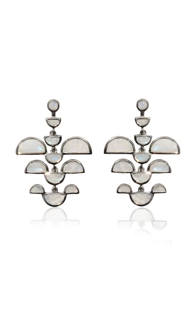 Nak Armstrong Phoenix Sterling Silver Rainbow Moonstone Earrings In White