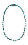 Nak Armstrong Small Scallop Sterling Silver Turquoise Riviere Necklace In Blue