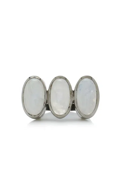 Nak Armstrong Triple Elliptic Sterling Silver Moonstone Ring In White