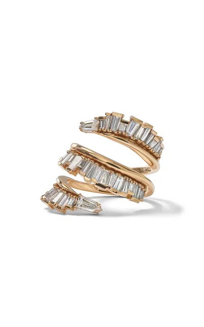 Nak Armstrong Triple Ruched Coil 20k Rose Gold Diamond Ring