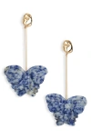 Nakamol Chicago Butterfly Stone Drop Earrings In Gold/ Blue/ Grey