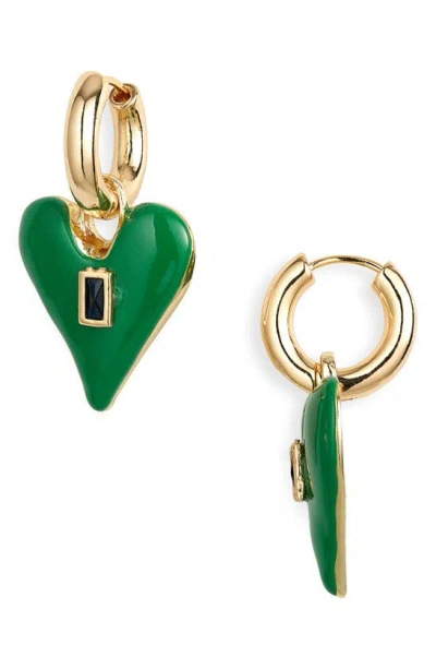 Nakamol Chicago Green Heart Crystal Drop Earrings In Gold