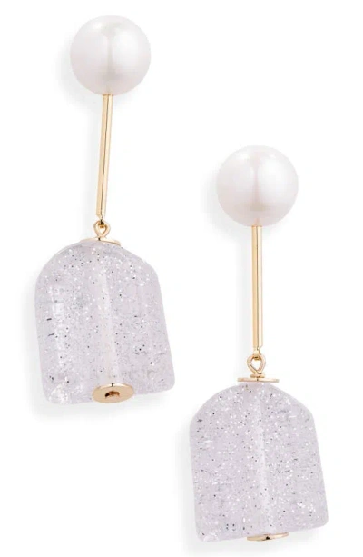 Nakamol Chicago Imitation Pearl Drop Earrings In White