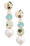 Nakamol Chicago Imitation Pearl Link Drop Earrings In Gold