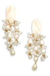 NAKAMOL CHICAGO SHELL & IMITATION PEARL STATEMENT DROP EARRINGS