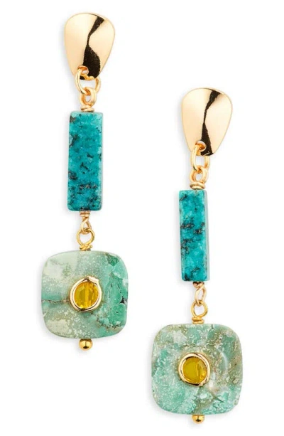 Nakamol Chicago Stone Link Drop Earrings In Gold