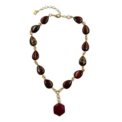 Nakamol Garnet Necklace In Deep Red In Silver