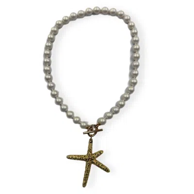 Nakamol Sea Star Necklace In White Pearl/gold