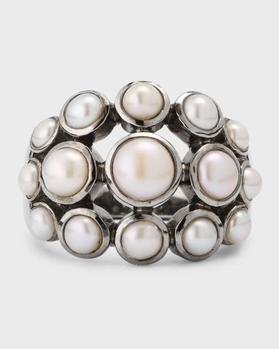 Nakard Dot Dome Ring In Pearls And Aphrodite In White Pearl