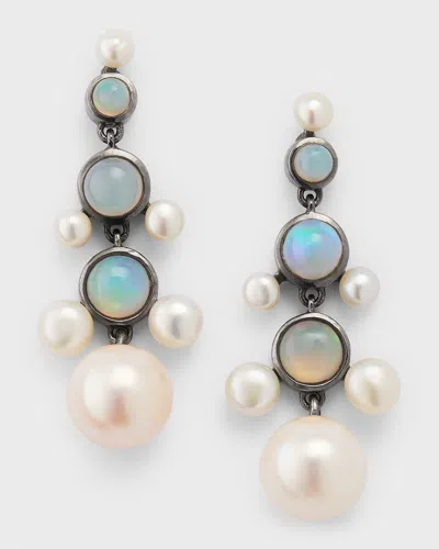 Nakard Mini Dew Drop Earrings In White Pearl
