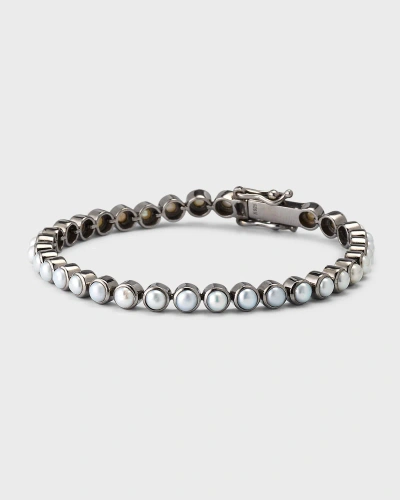 Nakard Petite Dot Tennis Bracelet With Pearls In Metallic