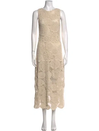 Pre-owned Na-kd Lace Pattern Long Dress W/ Tags In Neutrals
