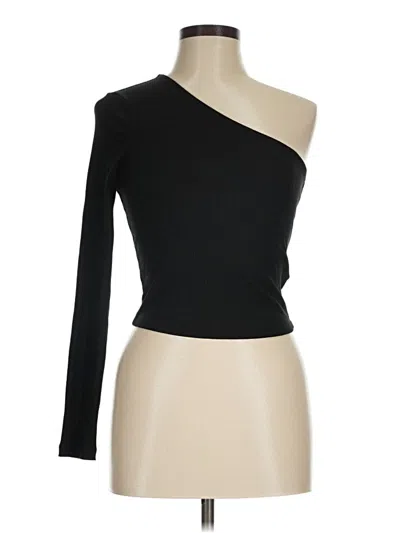 Pre-owned Na-kd Long Sleeve Top Black One Shoulder Neckline Tops