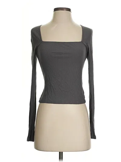 Pre-owned Na-kd Long Sleeve Top Gray Square Neckline Tops