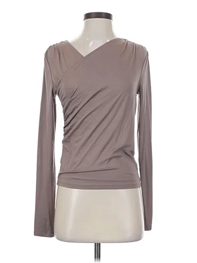 Pre-owned Na-kd Long Sleeve Top Gray V-neck Tops