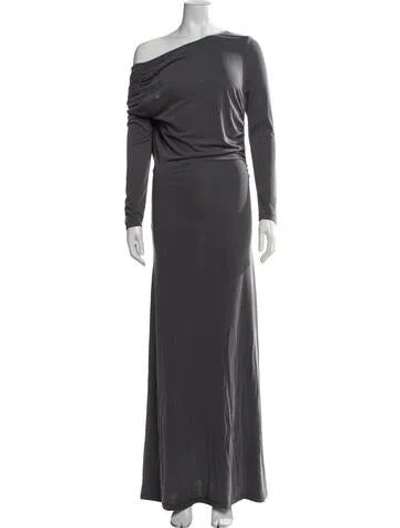 Pre-owned Na-kd One-shoulder Long Dress In Grey