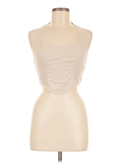 Pre-owned Na-kd Sleeveless Top Tan Halter Neckline Tops In Brown